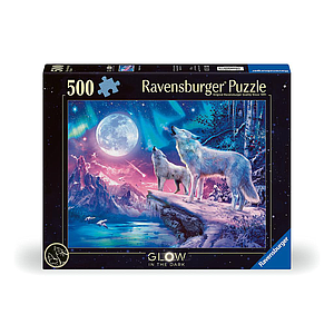 Ravensburger Glow In The Dark Puzzle 500 Pieces: Wolves In The Northern Lights