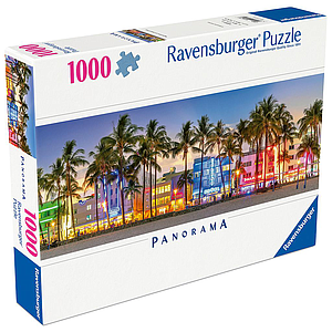 Ravensburger Panoramic Puzzle 1000 Pieces: Night Glow On Ocean Drive