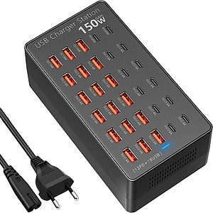 USB Charging Station 150W 30-Port USB-C and USB-A