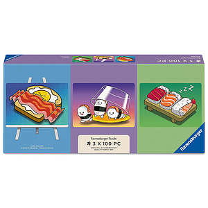 Ravensburger Puzzle 3x100 Pieces: Kawaii Breakfast, Lunch and Dinner &amp; Easel Set