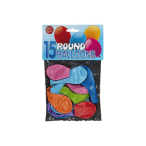 Bini Round Balloons, 15 Pieces 