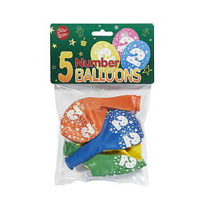 Bini Number 2 Balloons, 5 Pieces
