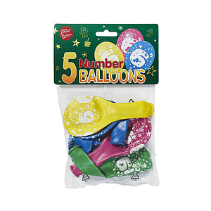 Bini Number 6 Balloons, 5 Pieces