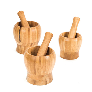 TTS Wooden Pestle and Mortar 3pk