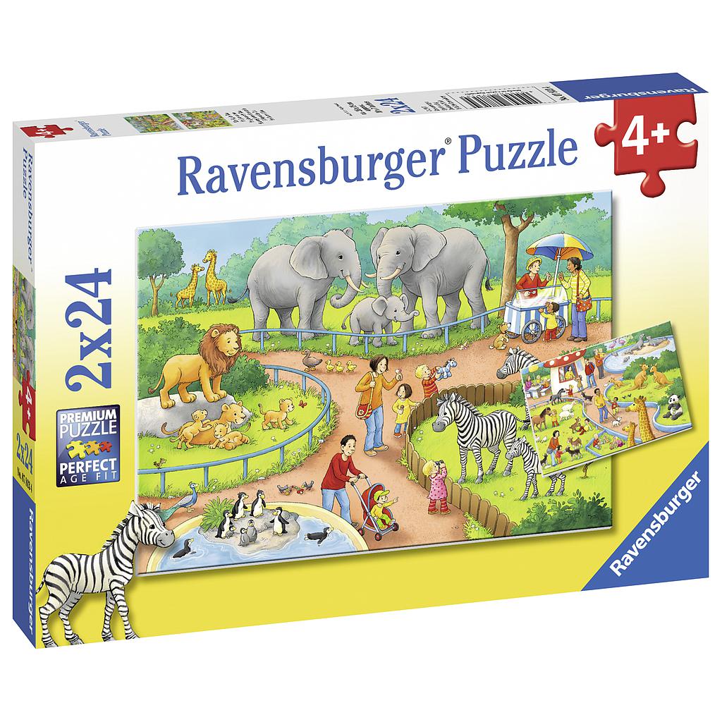 Ravensburger Puzzle 2x24 pc A Day at the Zoo