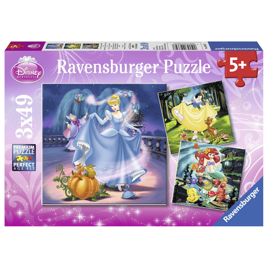 Ravensburger Puzzle 3x49 pc Disney's Cinderella, Snow White & Ariel