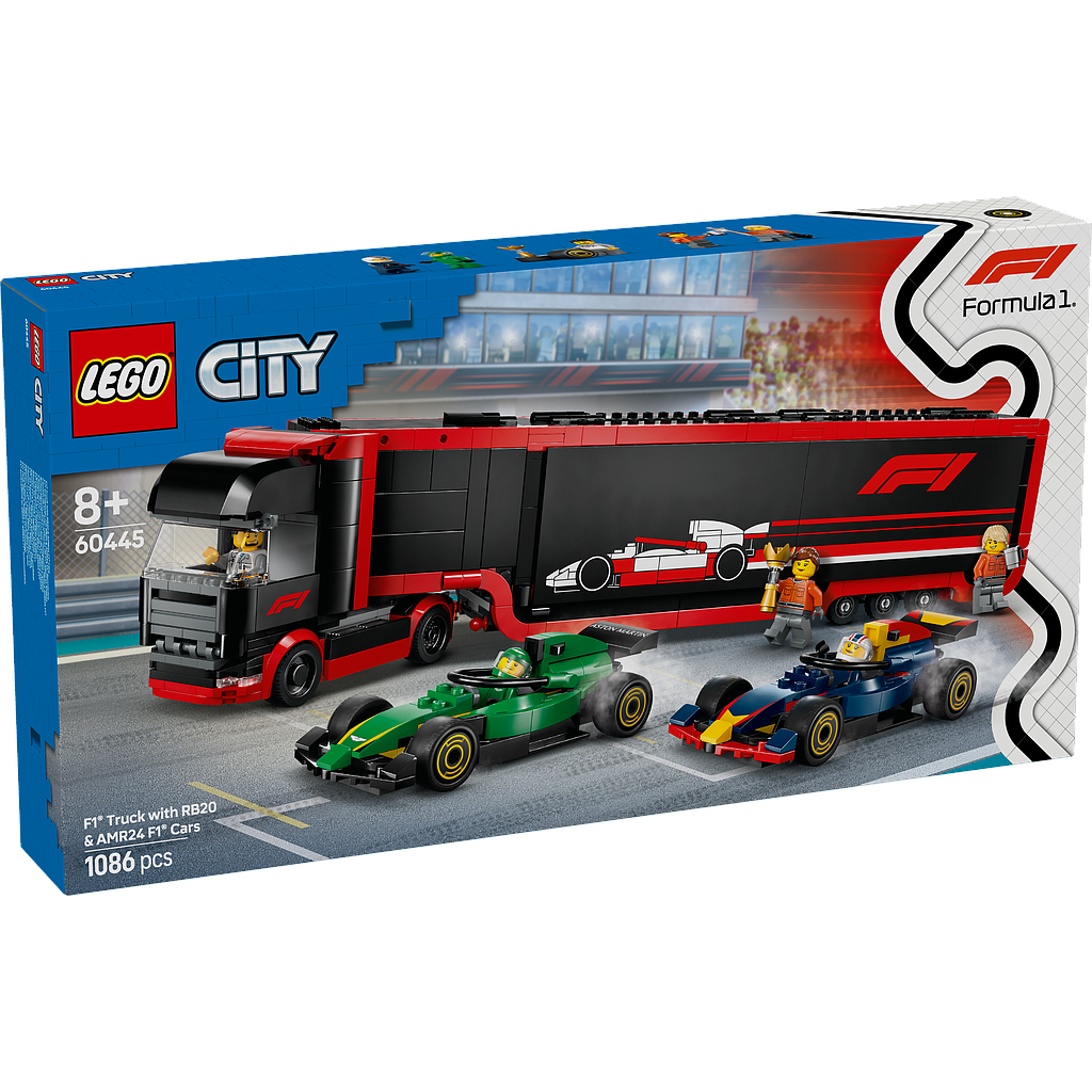 LEGO City F1 Truck with RB20 & AMR24 F1 Cars