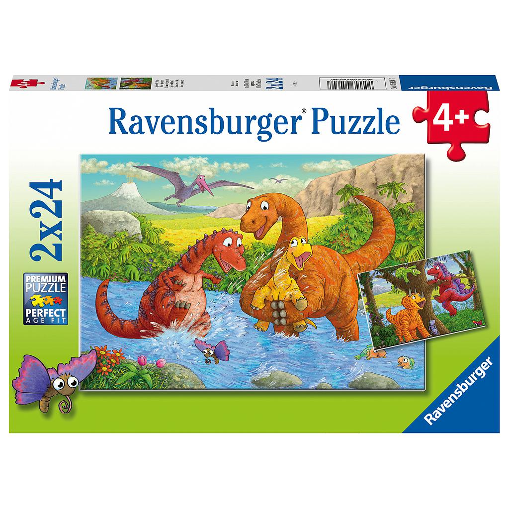 Ravensburger Puzzle 2x24 pc Dinosaurs at play 